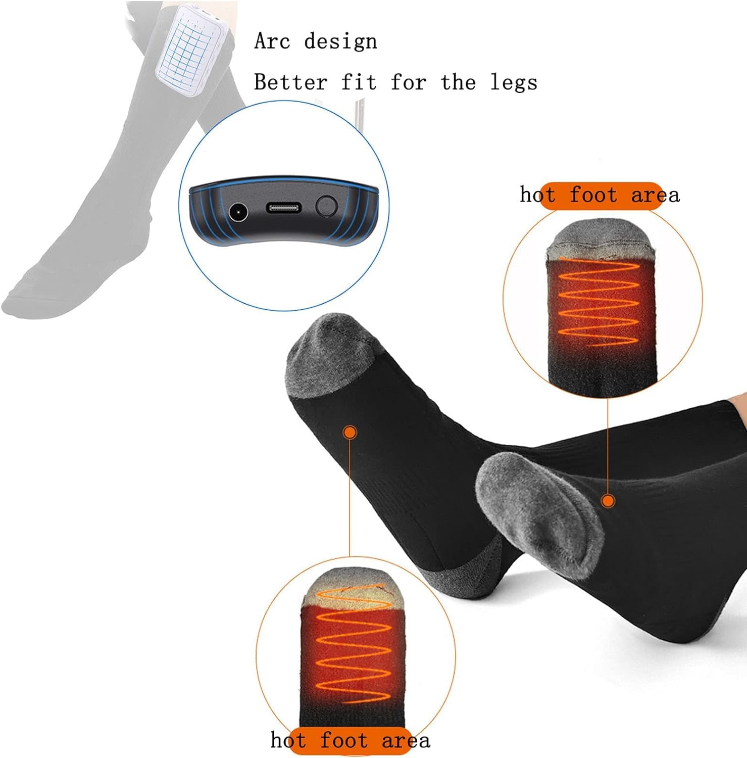 Chaussettes chauffantes avec télécommande – Coton thermique, chaleur intégrée, batterie 4000 mAh, 3 réglages de chauffage pour la chaleur hivernale