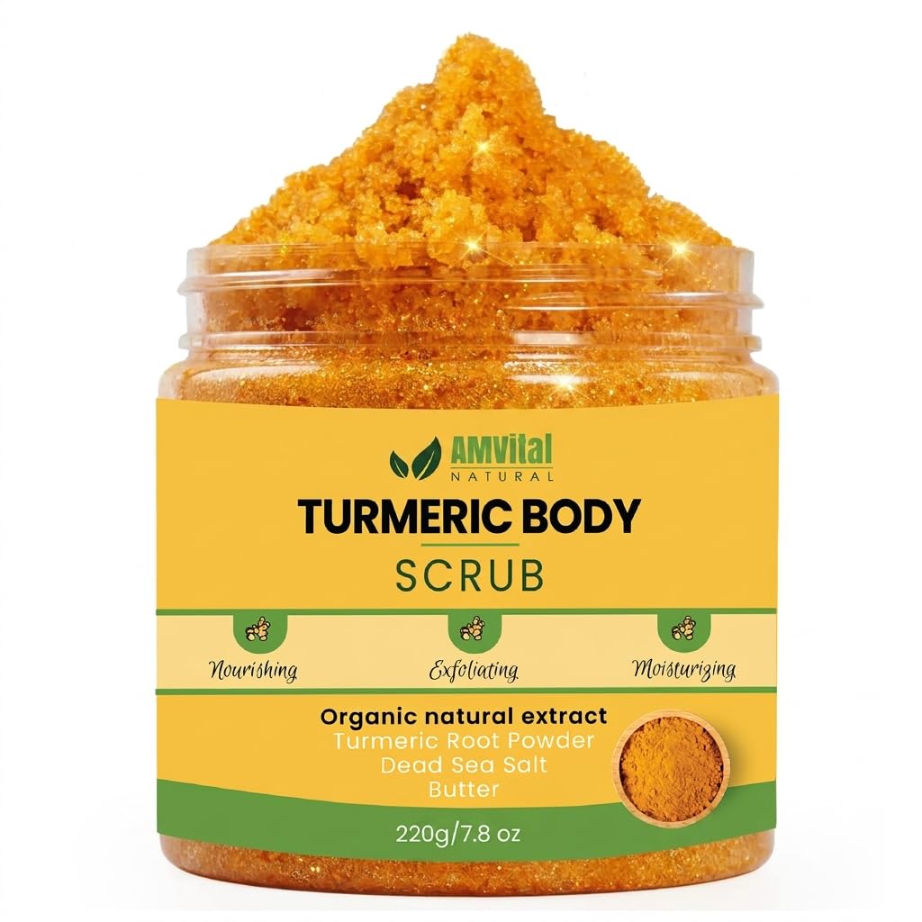 AMVital Turmeric Body Scrub, Face & Body Exfoliating Scrub, 7.8 oz