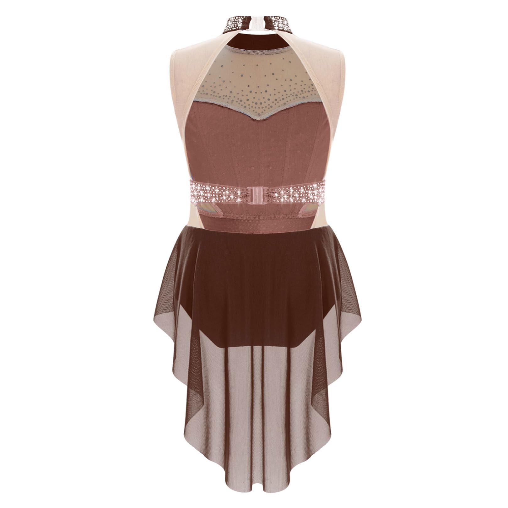 Robe Patinage Artistique Justaucorps Gymnastique Danse Strass Tenue Danse sur Glace Costume 5-16 Ans