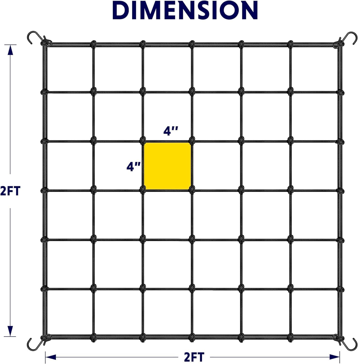 iPower 3x3' Elastic Trellis Netting, Heavy Duty Elastic Plant with Hooks, Flexible Hydroponics Support for Grow Tent, Gardening, Climbing Plants, Black