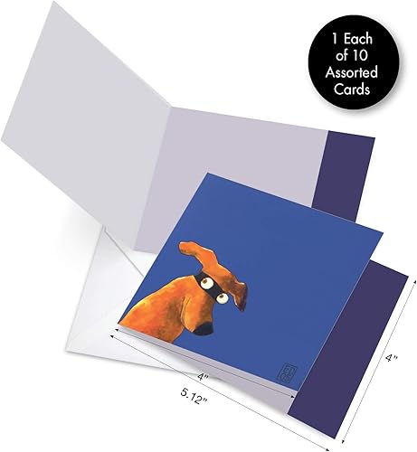 Miniatura 7 de The Best Card Company - 10 tarjetas de perro en blanco surtidas (4 x 5.12 pulgadas) - Adorables tarjetas de notas de animales en caja para todas las