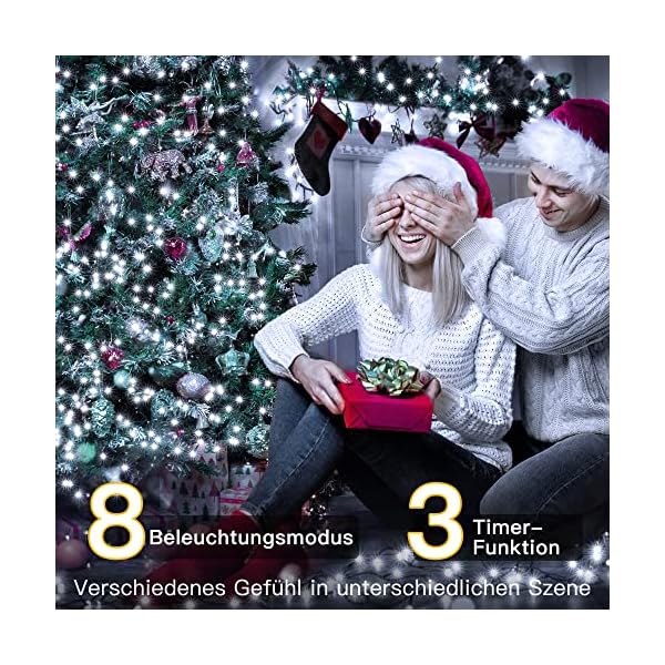 Ollny Lichterkette außen 40M 50M Lichterkette Weihnachtsbaum mit Fernbedienung Timer Wasserdicht Weihnachtsbeleuchtung außen Weihnachten Tannenbaum Balkon – Bild 4