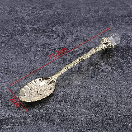 Wjq&Linyuzi Crystal Head Spoon Dining Bar Mini Coffee Spoon Flatware Dessert Tea Spoon Vintage Royal Style Alloy Carvedkitchen Accessories (Antique Green), 12X2X1Cm (Wjq&Linyuzi) #TOP4