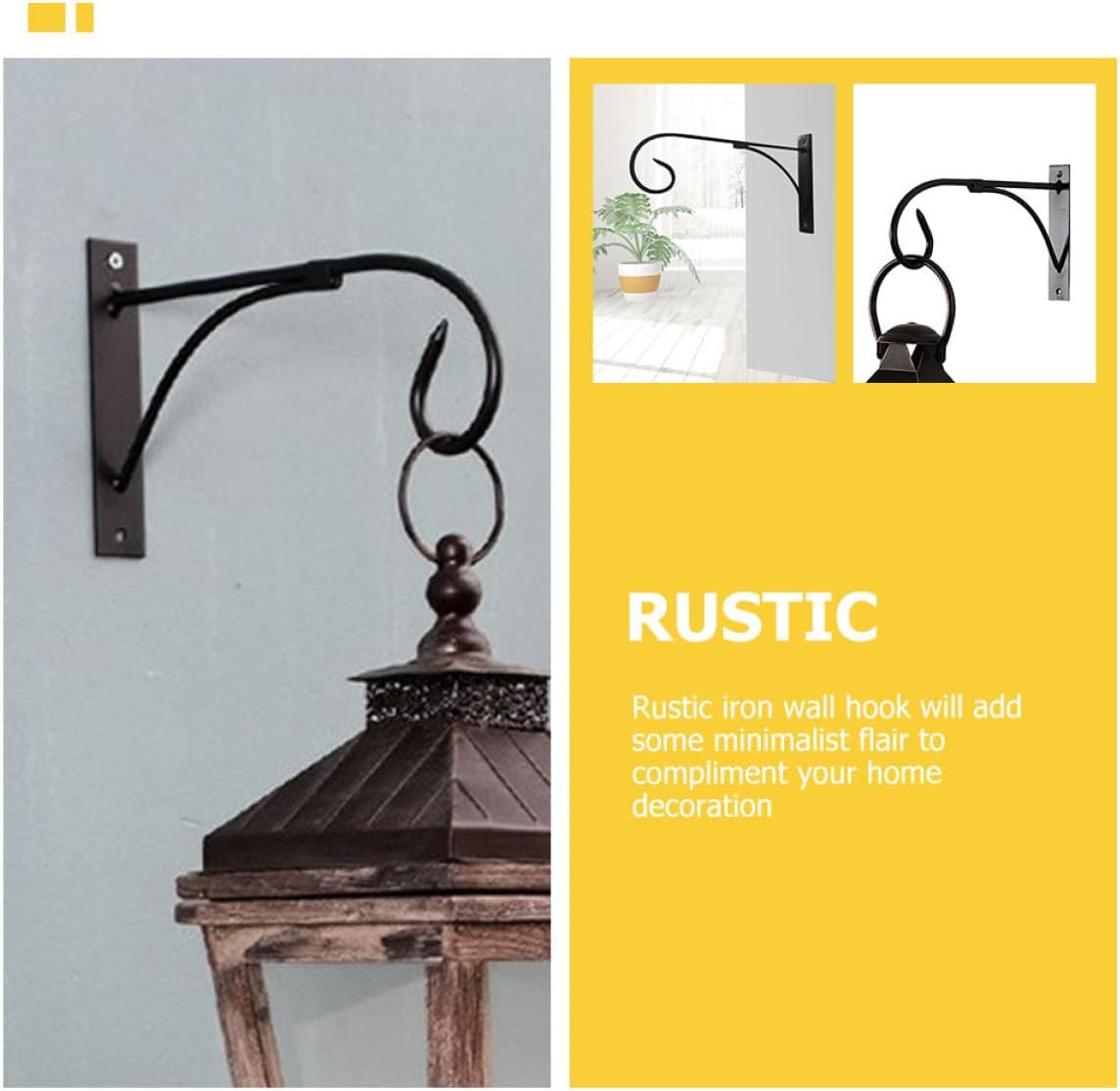 Wall-Mounted Flower Basket Hook and Plant Hanger Bracket Black Iron for Outdoor Garden Balcony Hanging Planter Holder