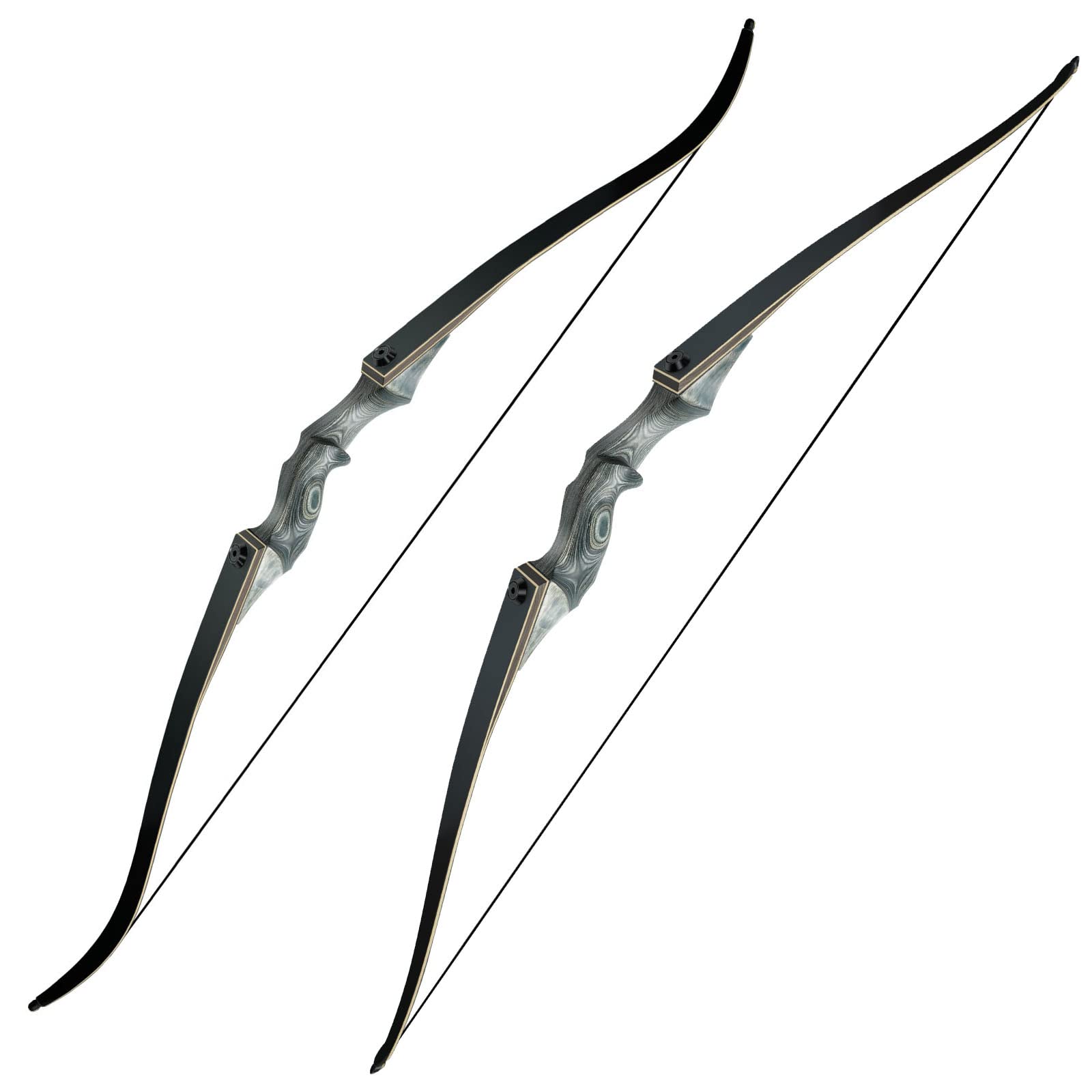 35lb Black Hunter Takedown Recurve Bow & 35lb Black Hunter Takedown Longbow, 60" Right Handed with Ergonomic Design for Outdoor Training Practice