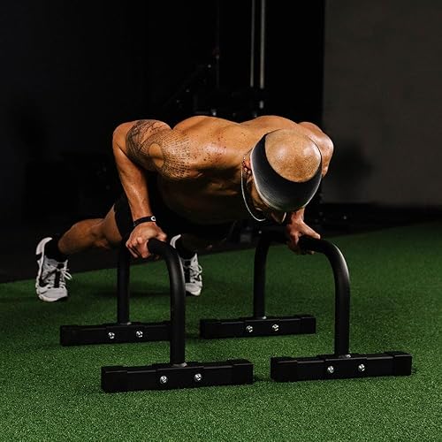 Miniatura 5 de Titan Fitness Parallette - Juego de barra de realce de 14 pulgadas de alto, perfecto para el hogar y el garaje, equipo de ejercicio, entrenamiento