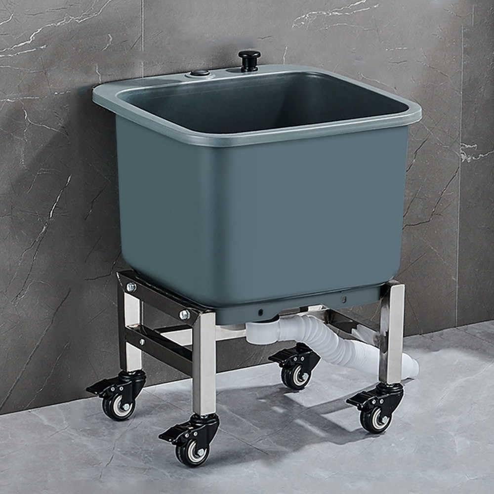 asdchZen Commercial Floor Mop Sink With Deep Basin And Removable Utility Sink On Wheels Grey Ideal For Garage Backyard And Commercial Use 60X40X50.5Cm,Grey,40 * 40 * 50.5cm