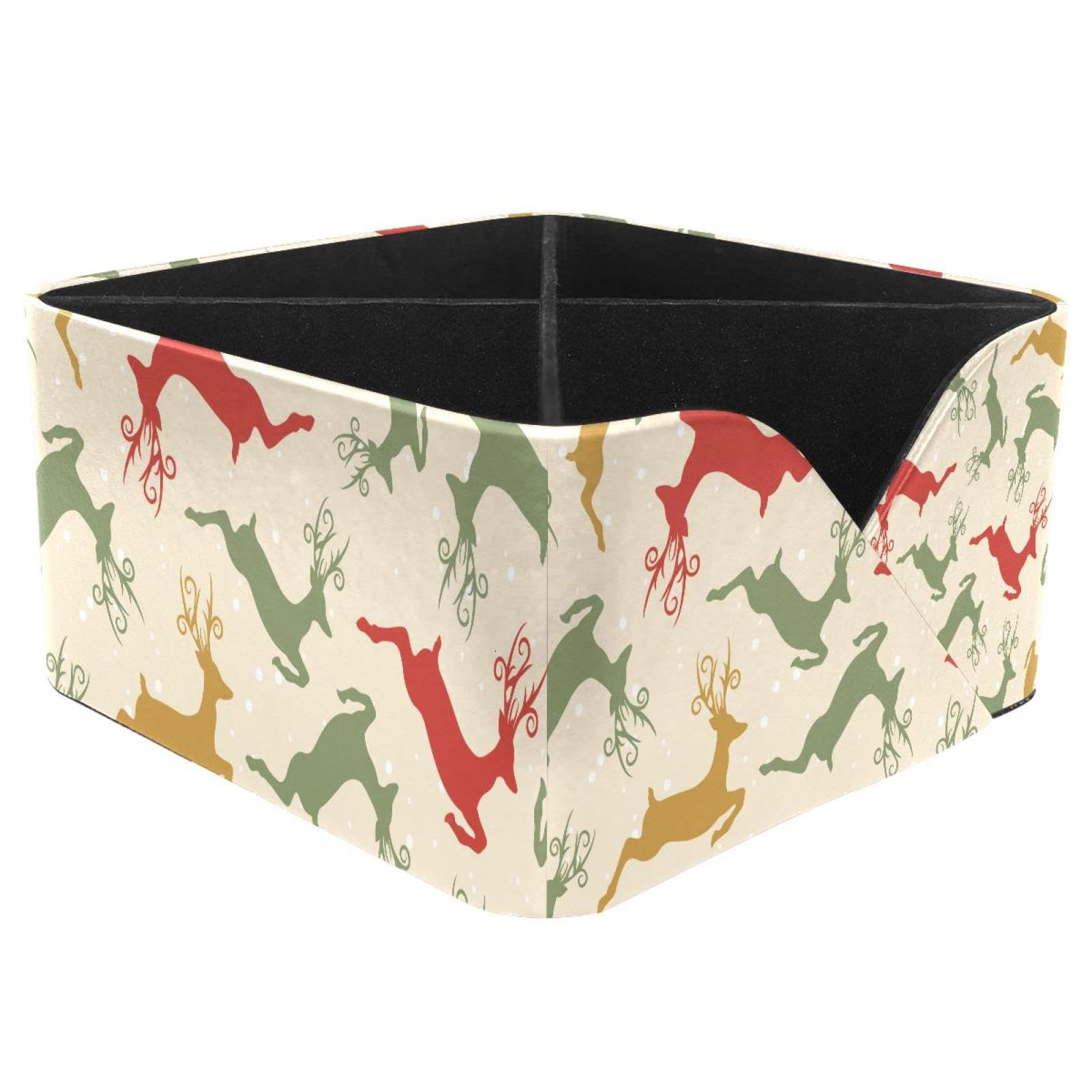 KengjuTesu Deers Pattern Desktop Organizer Pen Holder, Rectangular Pencil Cup for Office, Study and Makeup Stations