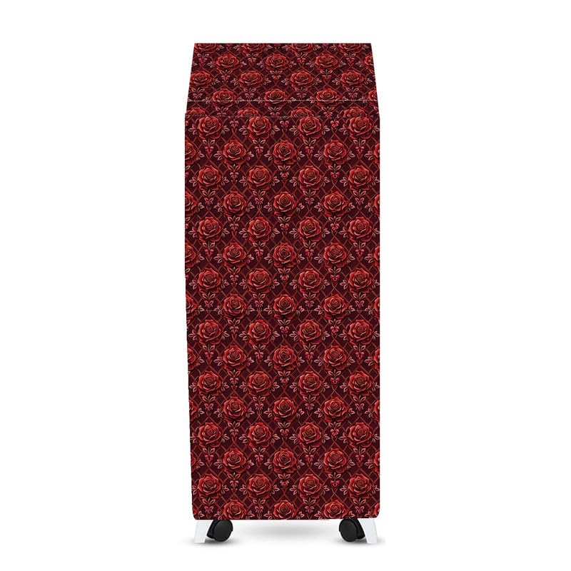 Image of PVC Cooler Cover Suitable for Symphony Diet 35T 35-Litre Personal Air Cooler Waterproof, Dustproof, Size (HxWxD) 114X46X38 Cm, Red Flower.