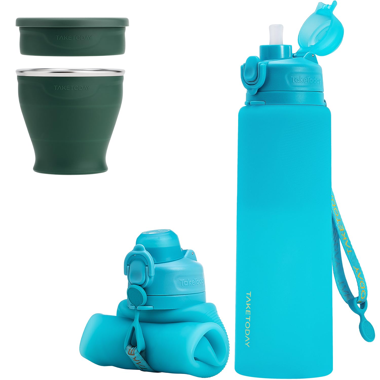 Faltbare Trinkflasche 1000ml and Zusammenklappbarer Reisebecher 240 ml