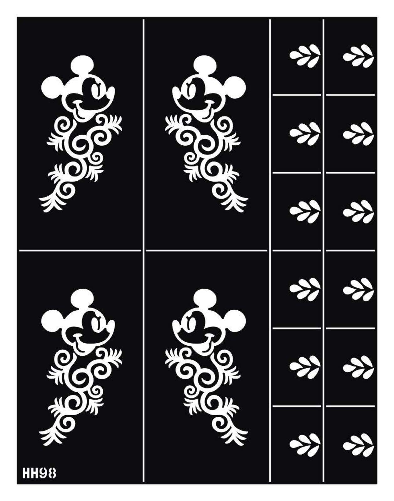 Al Rajhi Kids Henna Stancil, Temporary Tatoo, Elsa,Mickey Mouse and Hello Kitti (Mickey Mouse)