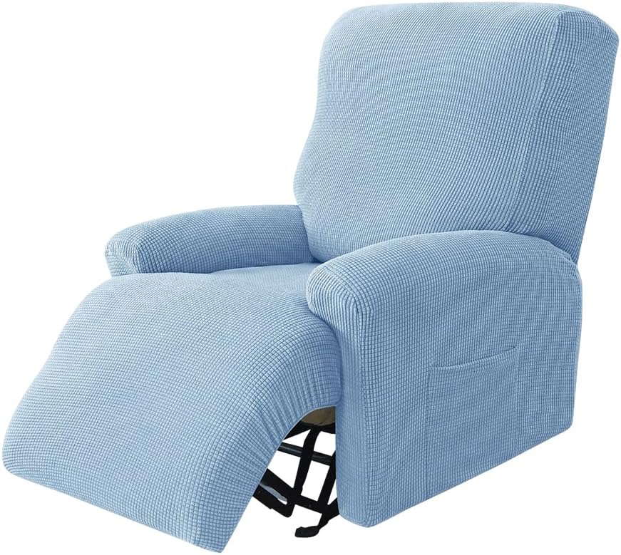 Jacquard Recliner Slipcover, Stretch Non Slip Reclining Chair Slipcovers 4-Pieces Furniture Protector for Recliner with Pocket, Fitted Sofa Couch Chair Cover, LazyBoy Covers (Ginger Yellow)