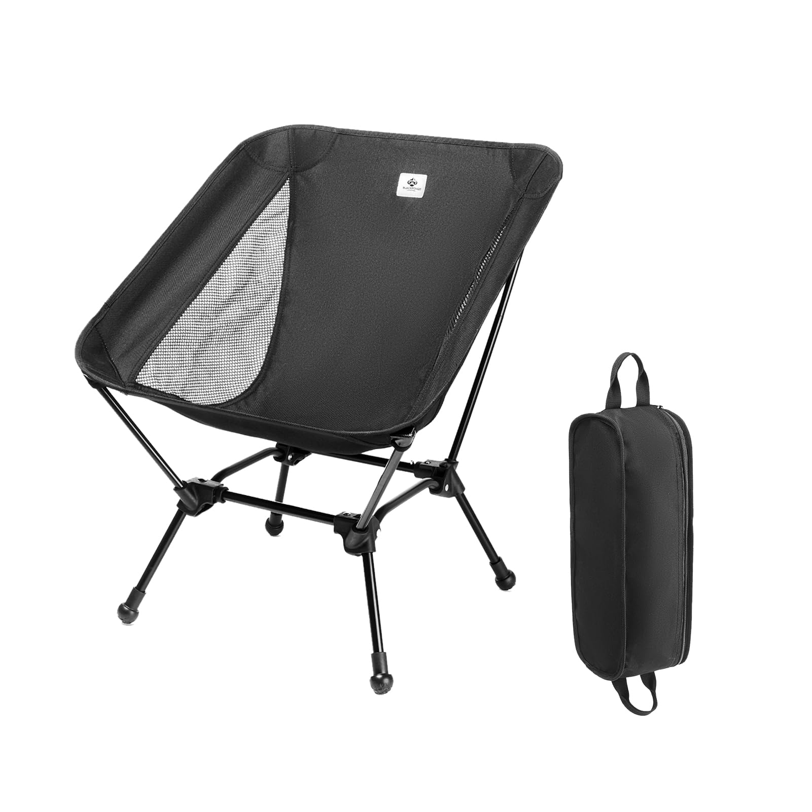Chaise de plage pliante ultra légère et compacte avec grands pieds anti-enfoncement et sangle de soutien dorsal (noir)