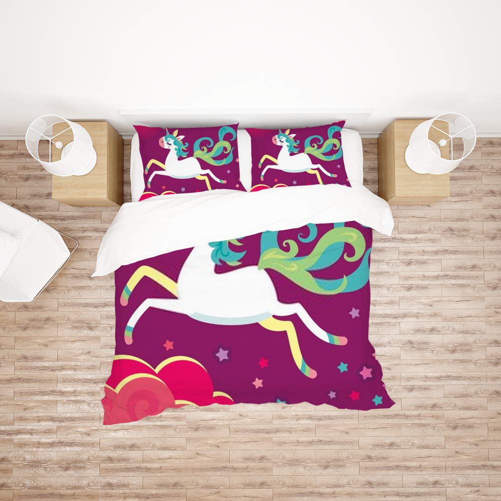 Parure de lit licorne douce pour un sommeil paisible sans repassage