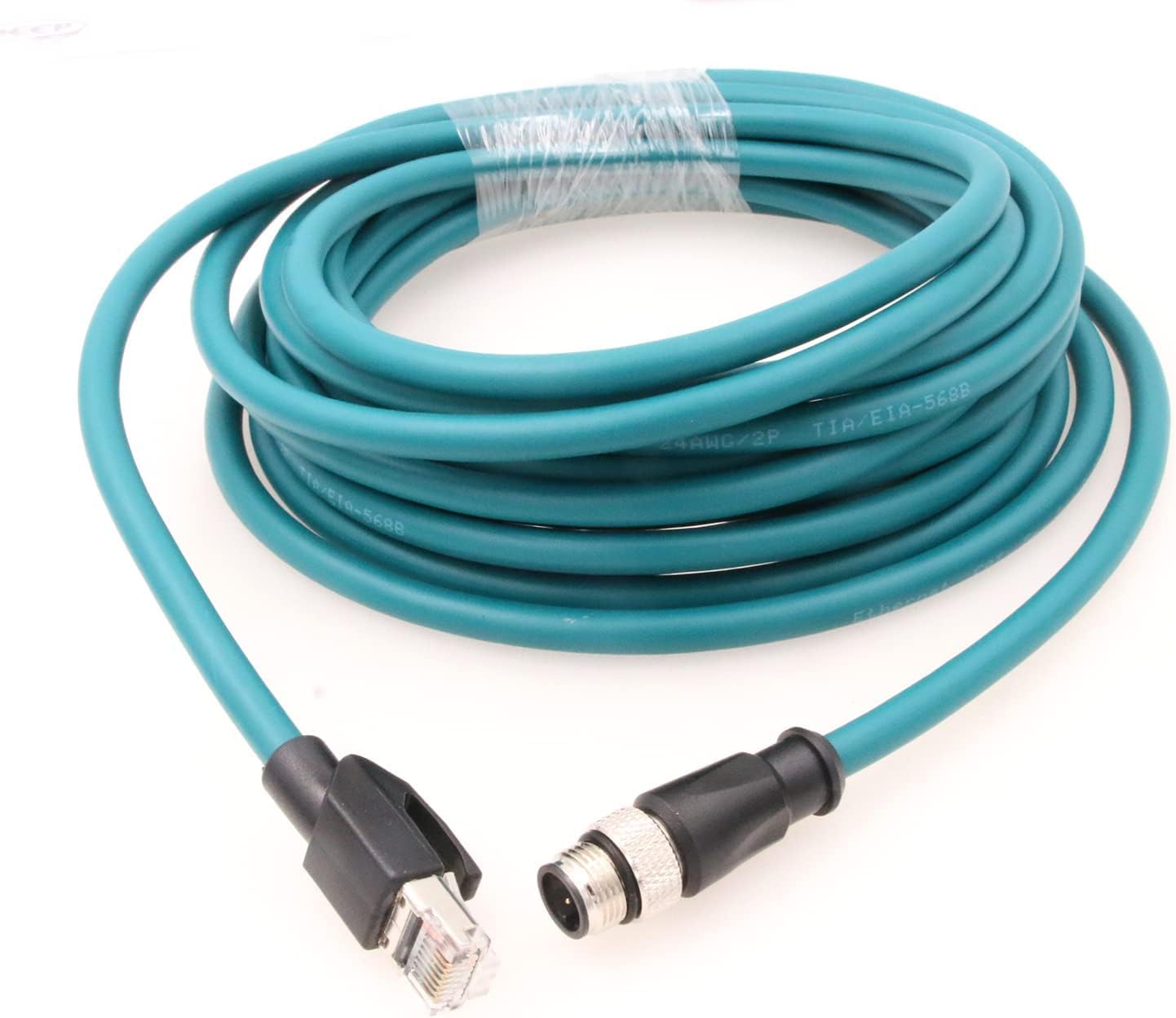 M12 4 Position D-Coded Male to RJ45 Cat5e Ethernet Waterproof Cable Industrial Field-wireable Machinery Sensor Camera (2M)