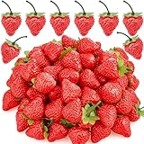 Gresorth 30pcs Artificiales Natural Rojo Fresa Decoracion Falso Fruta Casa Fiesta Navidad Monitor Accesorios