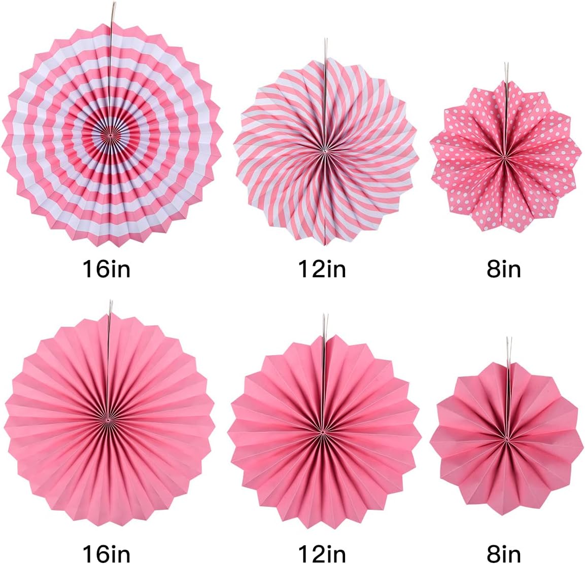 koboome Party Hanging Paper Fan Set, , Round Paper Fans Set Tissue Paper Pom Poms Flowers for Birthday Party Wedding Event Festival Decorations (Pink)