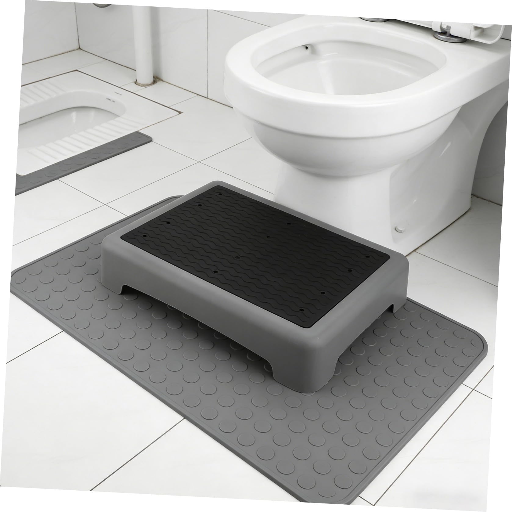 KICHOUSE Rutschfester Kunststoff Trittschemel 44x34cm für Senioren mit Ergonomischem Komfort als Fußhocker im Badezimmer und Badewanne