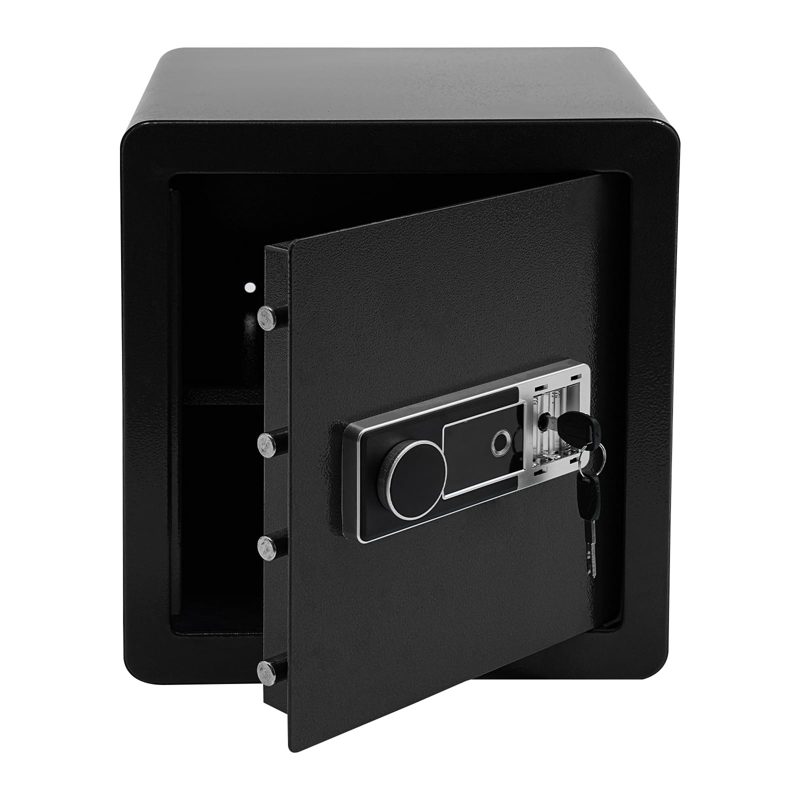 Cassaforte con impronte digitali e chiavi, 45 l, grande cassaforte per riporre contanti, gioielli, documenti, 36 × 31,5 × 40 cm (nero)
