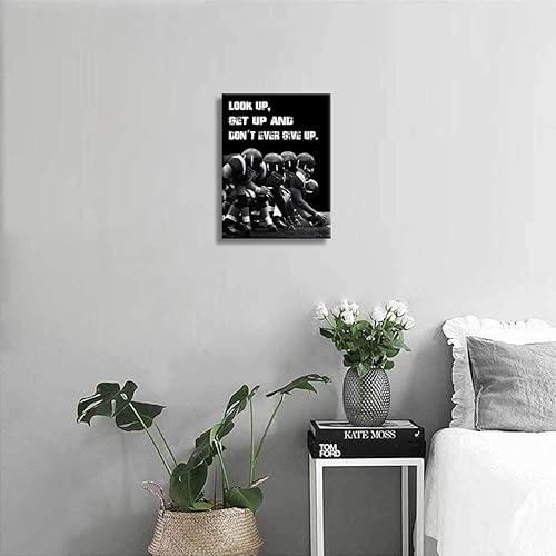 Miniatura 4 de Arte de pared inspirador con texto en inglés Look Up and Dont Ever Give Up decoración de fútbol para habitación de niños fotos de afirmaciones