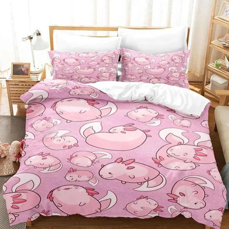Housse de couette 140x200 violette imprimé 3D en microfibre 110g/m² avec 2 taies d'oreiller
