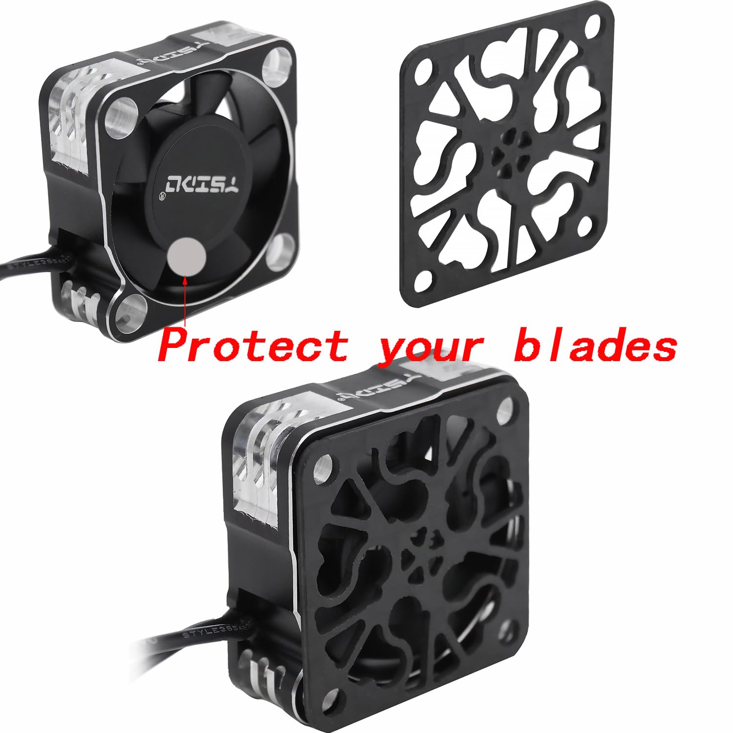 YSIDO Waterproof 3010 RC Cooling Fan 28000RPM Alluminum RC Car Motor Fan with Carbon Fiber Protective Board for RC Car 1/10 1/12 540 550 F540 3650 3660 Motor (Waterproof 3010S)