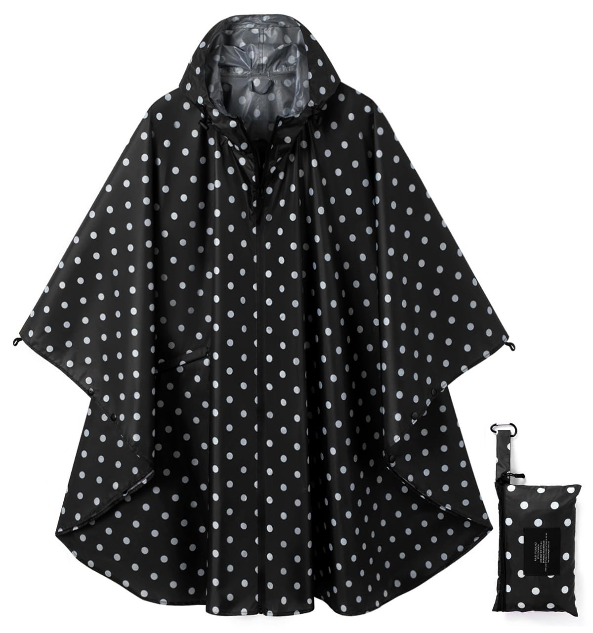 Rain Poncho Jacket Coat Hooded Zipper Style for Women/Men/Adult with Pocket