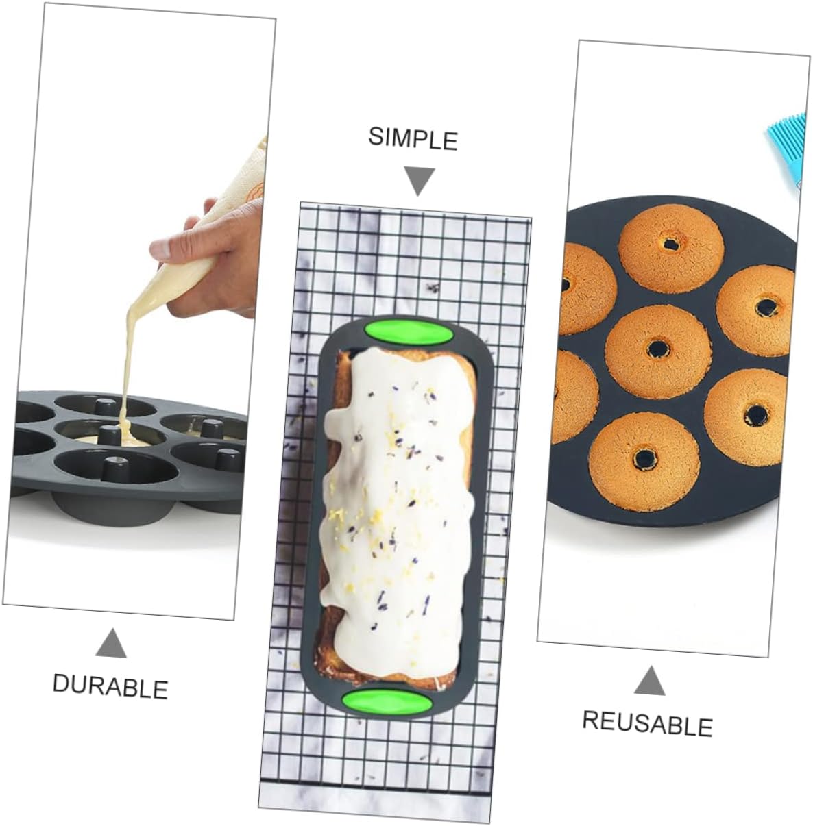 STOBAZA 5Pcs Silicone Cake Baking Mold Practical Non Deformable DIY Cake Molds for Home Kitchen Cafe and Dessert Shops Easy Demoulding Grey Baking Utensils