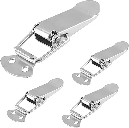 Miniatura 7 de Waziaqoc Paquete de 4 pestillos de palanca de acero inoxidable con resorte, clip de abrazadera con tornillos para cajas de pecho, caja de