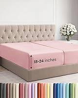 Vista 114 de Sábana bajera extra profunda tamaño Queen – Sábana bajera individual de lujo para hotel solamente – Se adapta fácilmente a colchones de 18 a 24