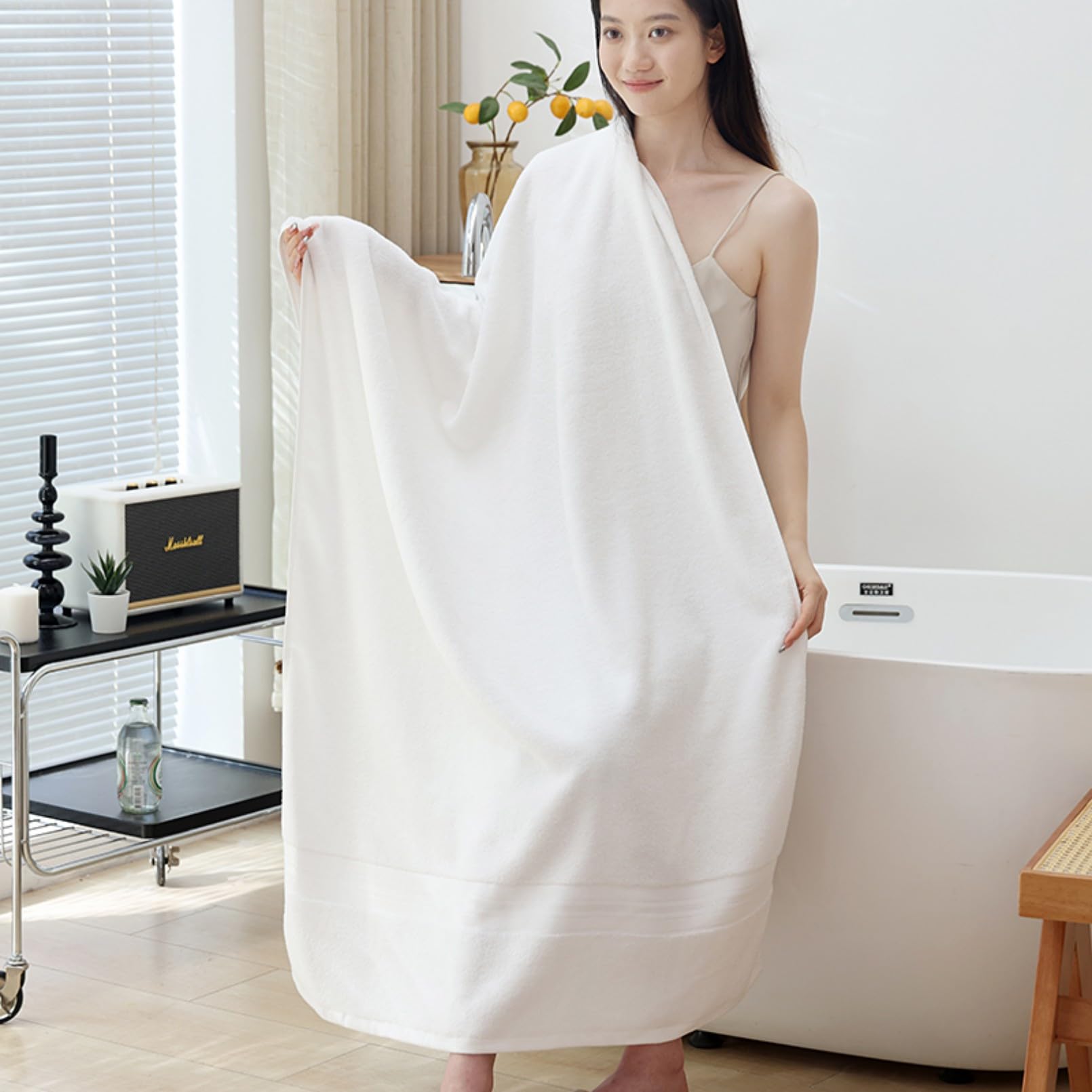 Cutfouwe 2er Set Saugstarke Saunatuch 100 x 185 cm,Groß XXL Größe Badetücher aus 100% Baumwolle, Waschbar,Strapazierfähig,Schwere 880 g/Stück,Rosa
