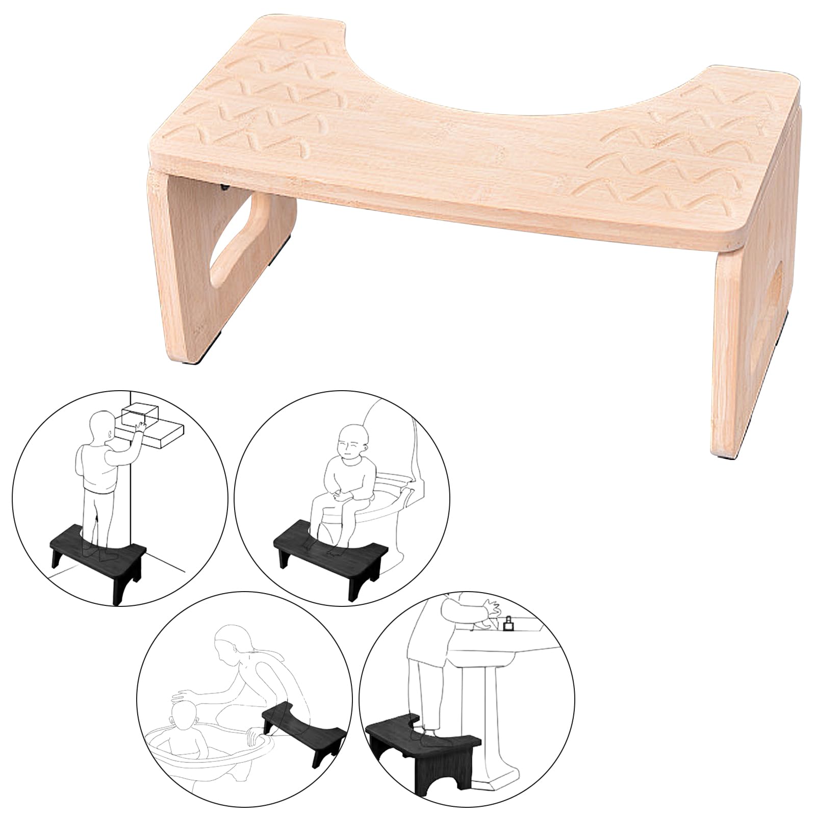 Sgabello da toilette in bambù, sgabello da toilette pieghevole per adulti, sgabello da bagno sano e portatile a piedi per WC Squatty Potty per costipazione, gonfiore