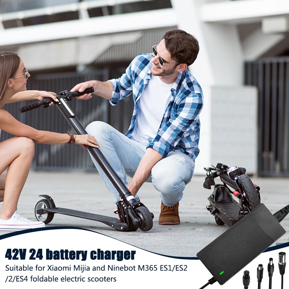 Chargeur Trotinette Électrique 42V 2A Universel – Compatible Xiaomi M365 Pro, Hoverboard, Monocycle, 4 Connecteurs EU Plug