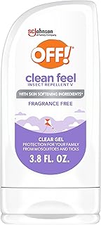 OFF! Clean Feel Insect Repellent Clear Gel with 20% Picaridin - DEET-Free Protection from Mosquitoes & Ticks, Odor-Free Pest Control For Camping, Hydrating Bug Gel - 3.8 oz