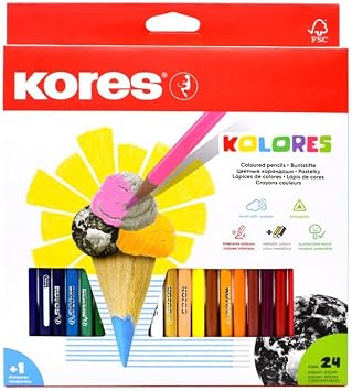 Kores Kolores Coloured Pencils, Triangular Box of 24 Assorted Colours