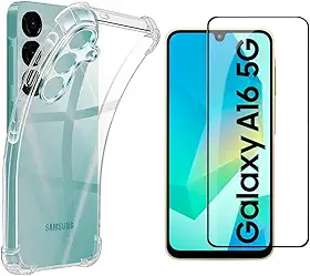 Kit Capa Capinha Para Samsung Galaxy A16 5G 4G Case Air Anti Impacto Transparente + Pel�cula De Vidro Temperado 3D
