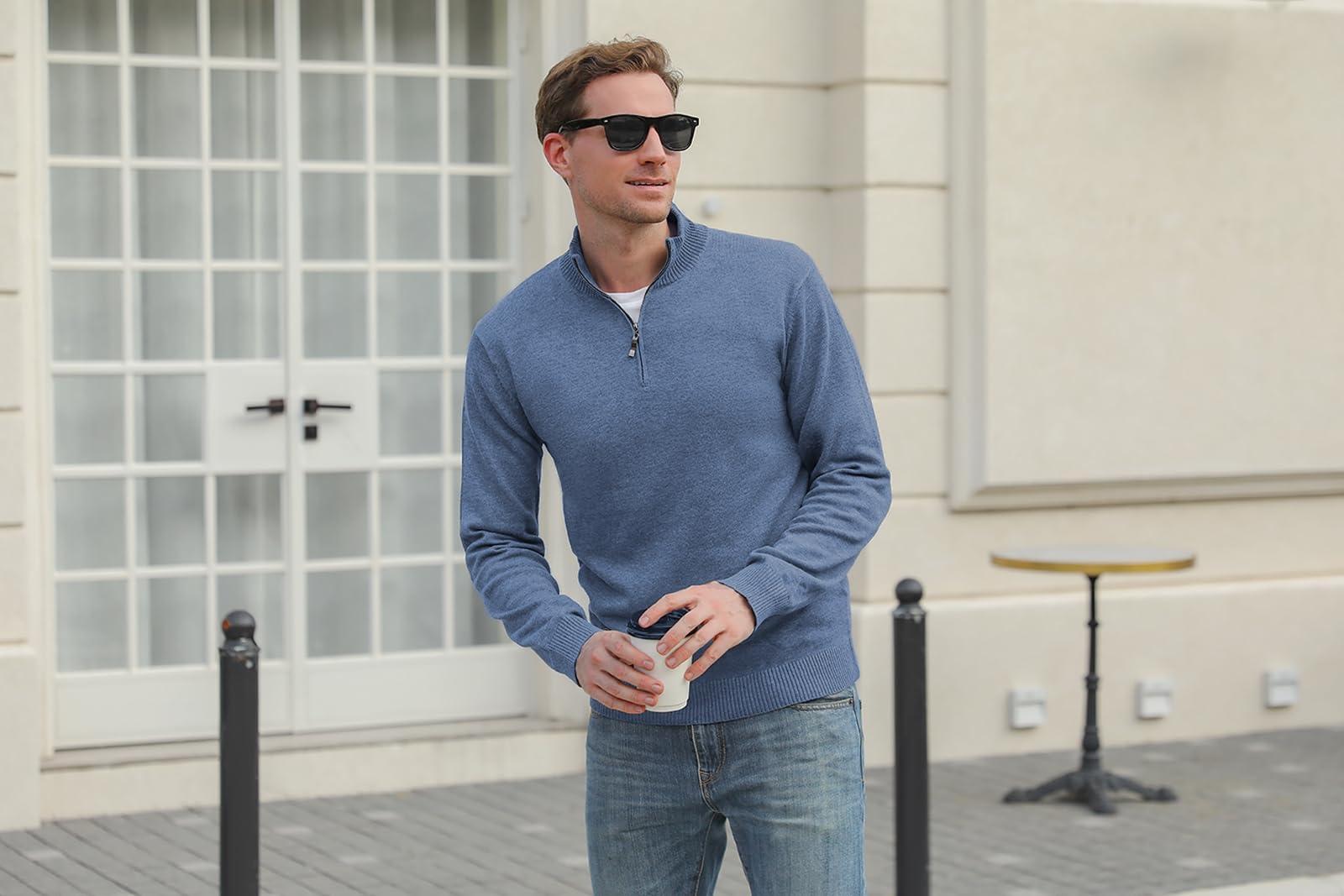 iClosam Maglione Uomo Invernali Collo Alto con Zip Pullover Giacca in Maglia Maglione Pullover Invernale Tenere Caldo