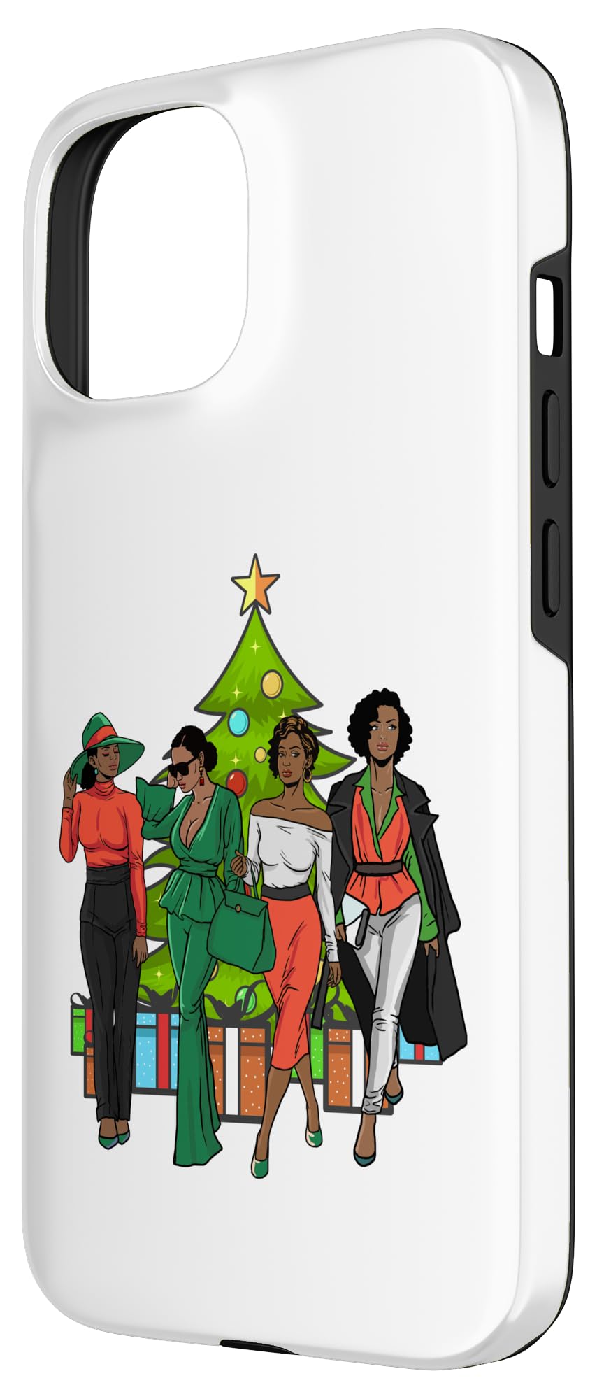 iPhone 15 Melanin Christmas tree black girl magic sista fun luv women Case - Image 2