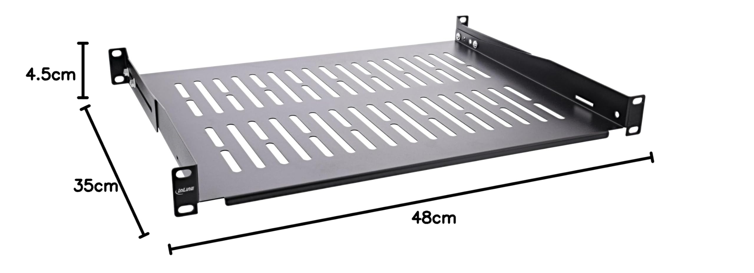 InLine 19114C Tablette 19", 350 mm, 50 kg, 1U, RAL 9005 Noir, 19114C
