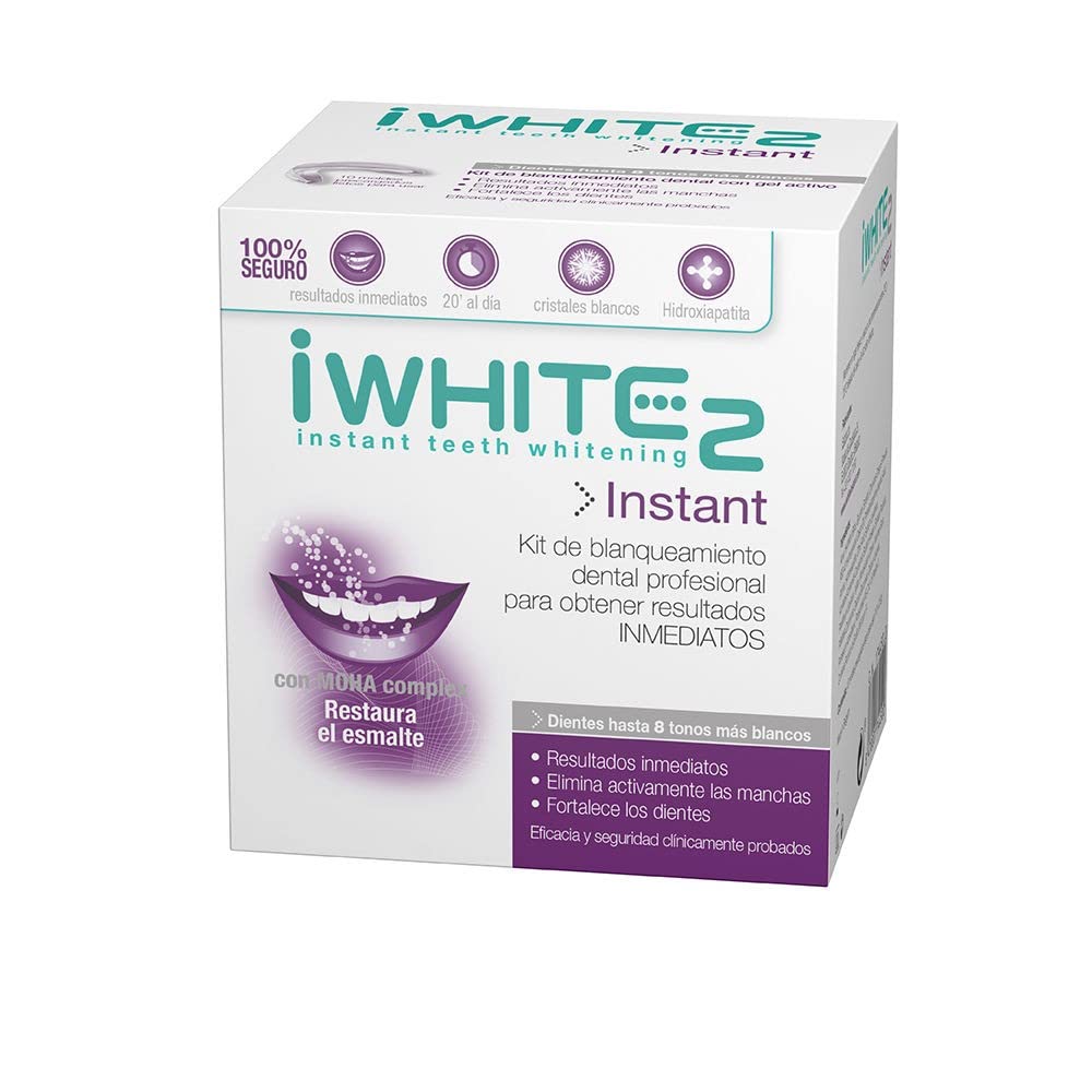 iWhite Kit de Blanqueamiento Dental Instantáneo - 10 Moldes - Blanqueador Profesional. Resultado al Instante Hasta 8 Tonos más Blancos - Blanqueamiento con Partículas de Diamantes
