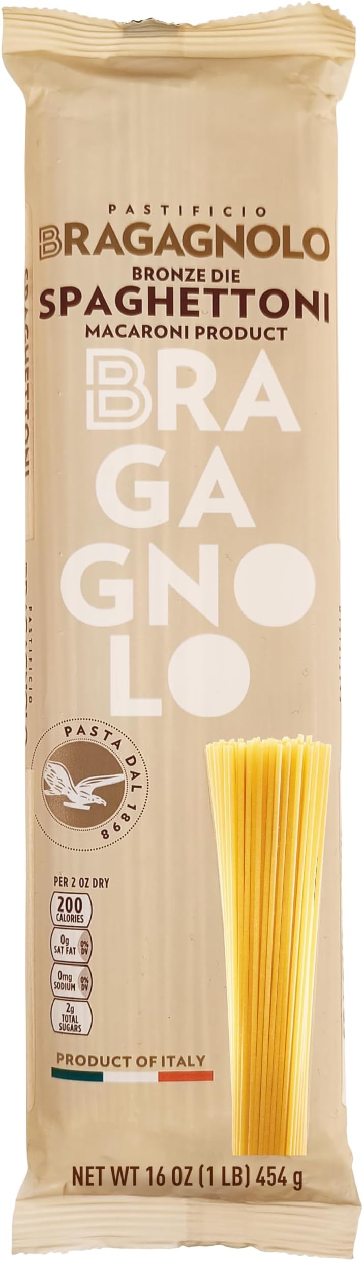Pastificio Bragagnolo, Spaghettoni 805 Bronze Drawn, 100% Italian Noodles, Made with Durum Wheat Semolina Flour, GMO Free (0.5 kg Bag)
