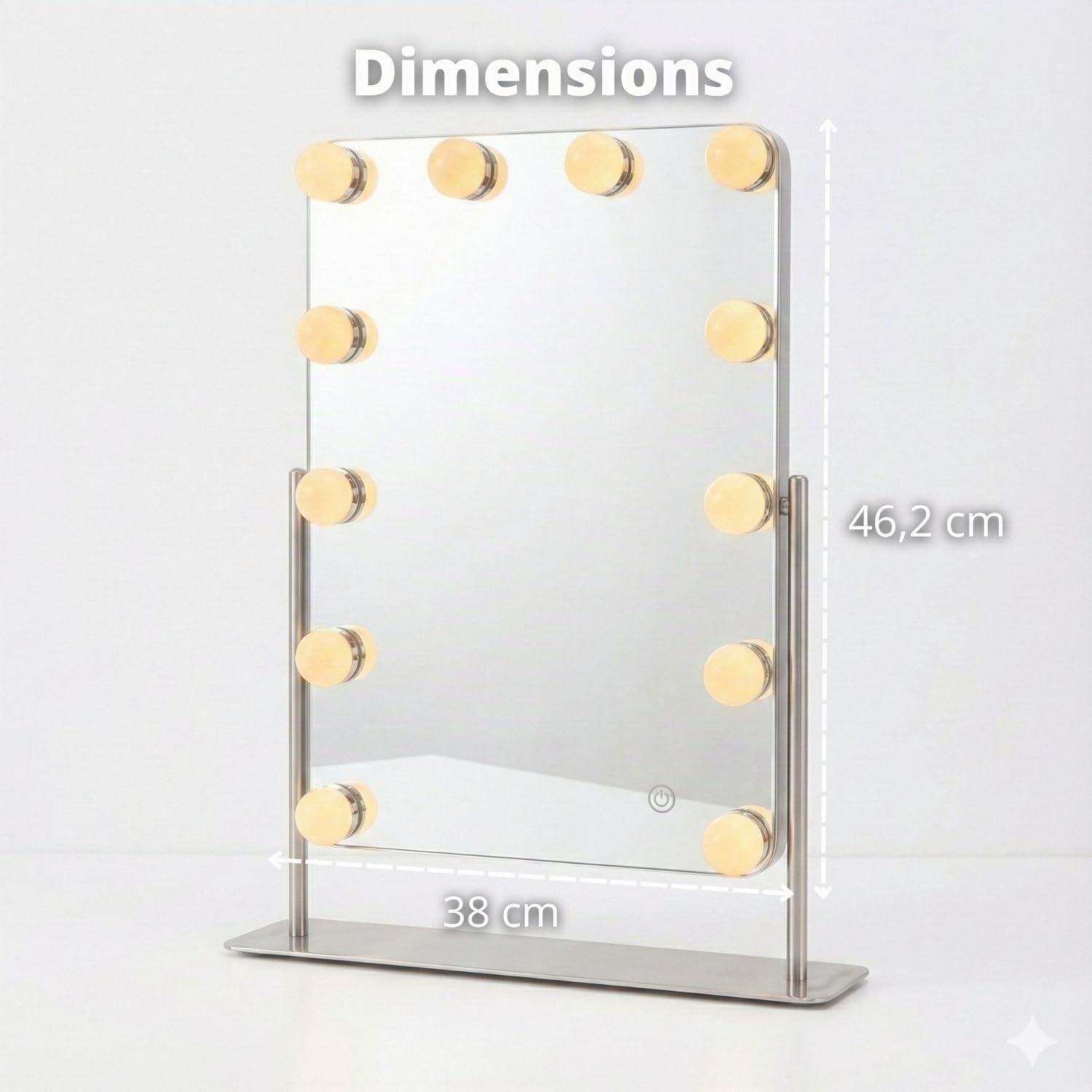 FLINQ Hollywood Miroir avec éclairage - Miroir de Table Rotatif à 360° pour Coiffeuse - Miroir cosmétique avec 3 Modes d'éclairage - 12 LED à intensité Variable - Miroir de Maquillage 38 x 46,2 cm