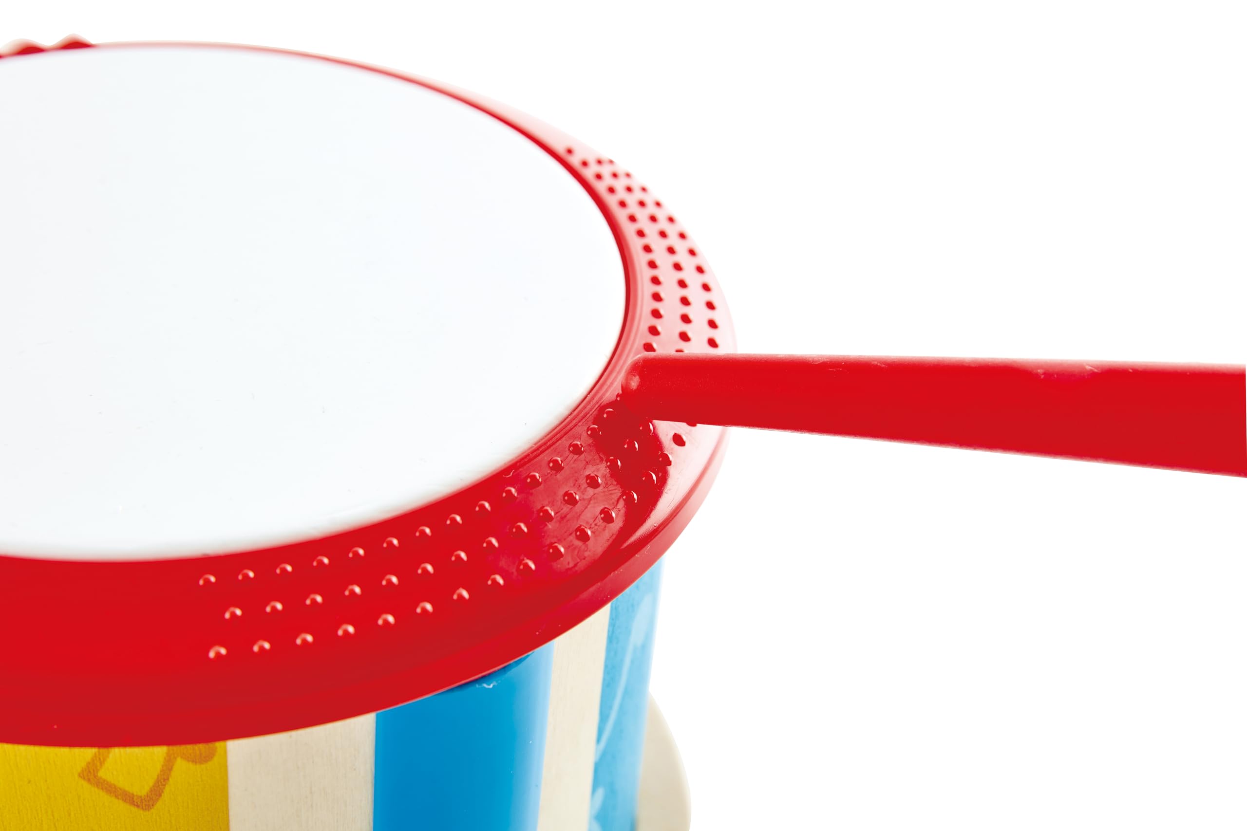 Hape Tamburo a due facce con bacchetta in legno | Diverse modalità di uso per esplorare suoni e musica dai 12 mesi