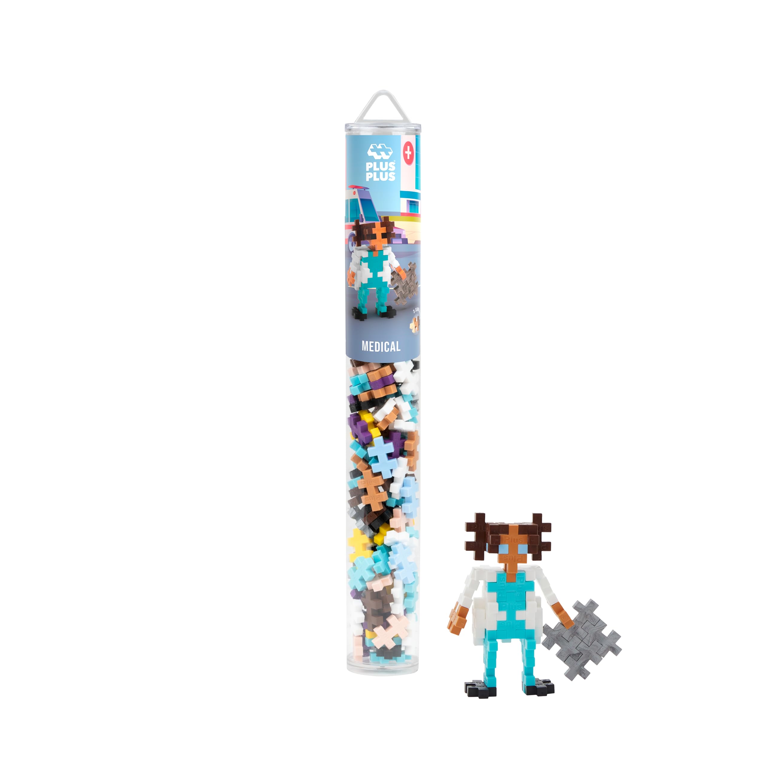 Plus Plus - Tube of 100 Pieces Doctor - Building Game for Children from 3 Years - PP4295