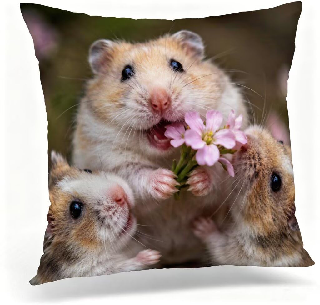 Housse de canapé 60x60 cm hamster en lin double face