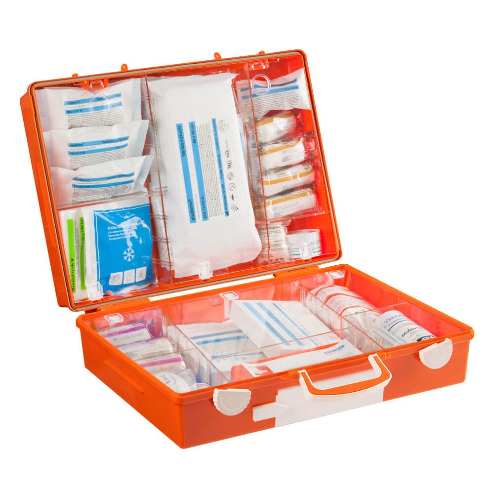 SÖHNGEN Erste-Hilfe-Koffer Advocat DIN 13169, Wandhalt., Pflasterspender, orange aus Kunststoff, Art.-Nr. 367000 | Verbandskasten | Notfallkoffer | Erste Hilfe Kasten
