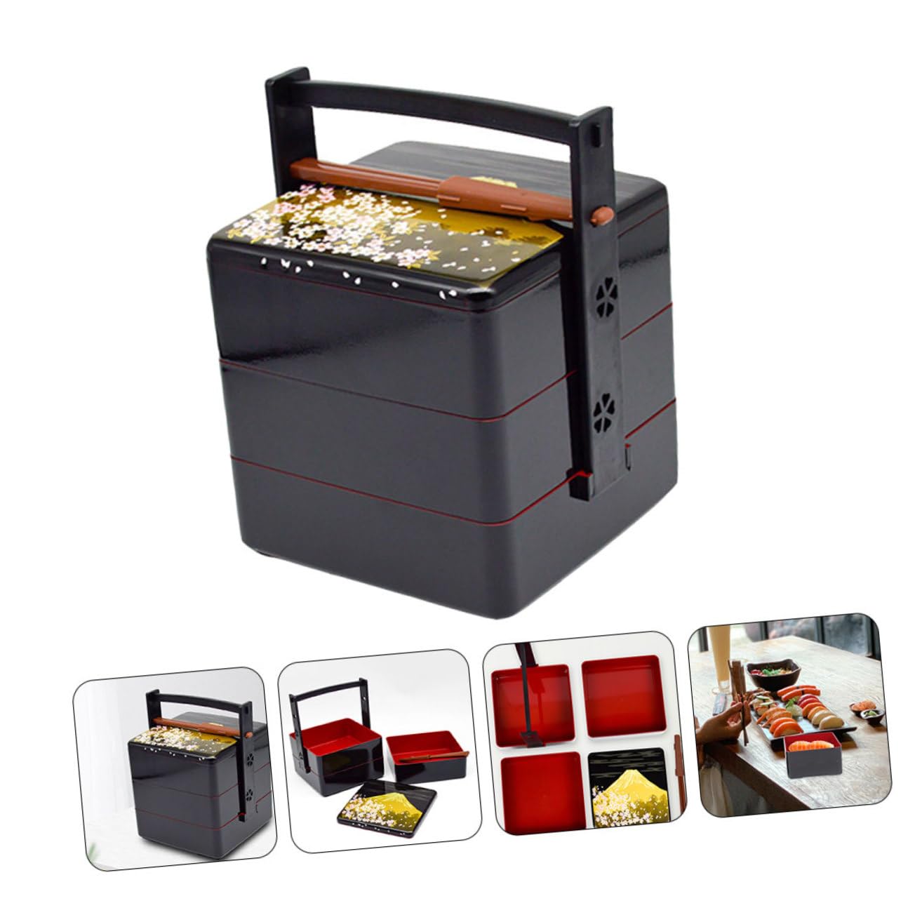 Cabilock Caja de Sushi Multicapa Contenedor Japonés Bento de Almacenamiento Caja de Comida Portátil para Picnic al Aire Exquisita