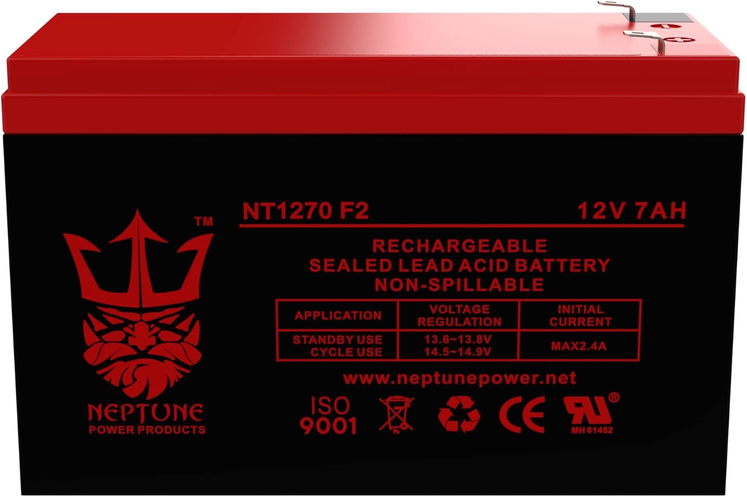 Brand 12V 7AH Neptune Replacement for Power Sonic Sealed Lead Acid (SLA) Battery for GP1272 F2 GP 1272 28W - 2 Pack