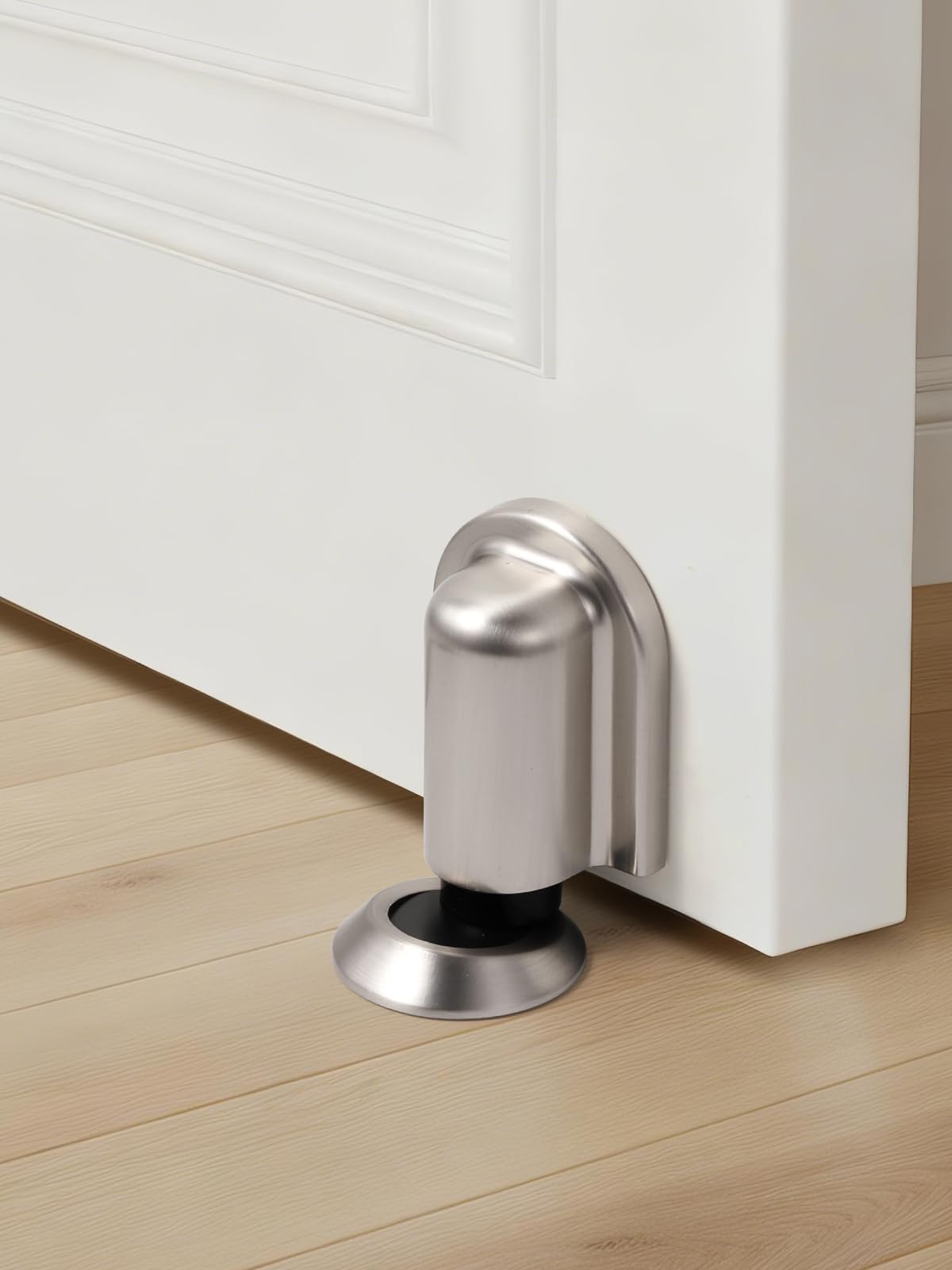 2 topes magnéticos de níquel para puerta, soporte para puerta montado en el suelo, tope de puerta invisible con cinta adhesiva y tornillos de doble montaje, aleación de zinc