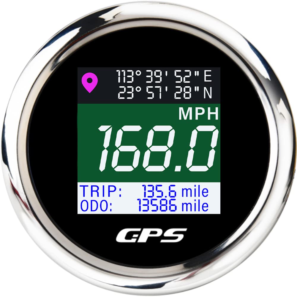 Tachimetro GPS digitale da 52 mm - Impermeabile - Per barche Km/h mph - Nodi GPS regolabili - 9-32 V - Adatto per auto, camion, moto, uso marino
